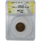 1886 Type 2 Indian Head Cent MS 60 BN ANACS Penny SKU:I25044
