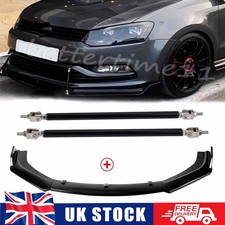 For VW Polo MK5 MK6 MK7 Front Bumper Lip Spoiler Splitter Body Kit + Strut Rods