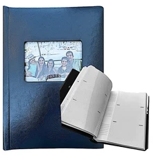 OLD TOWN Professional Navy Blue Leather Bound Photo Album 13”x 9.5” x 2”