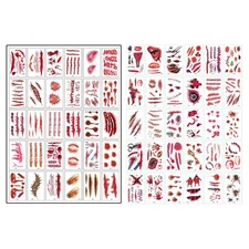 Unisex 30pcs Zombie Makeup Kit Tattoo Stickers Themed Party Masquerades Darkly