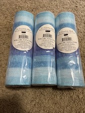 Three Rolls Of 30  X 10 1/2  Poly Mesh. Varied Blue In Color NEW    