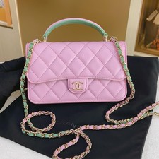 Chanel 23P Classic Flap Mini WOC Top Handle Sakura Pink Lambskin [Duties Paid]