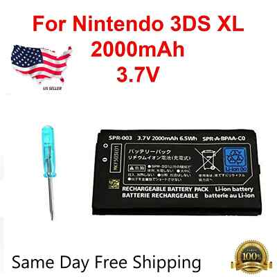 Battery Replacement & Tool For Nintendo 3DS 2DS 2000mAh 3.7V Rechargeable  New