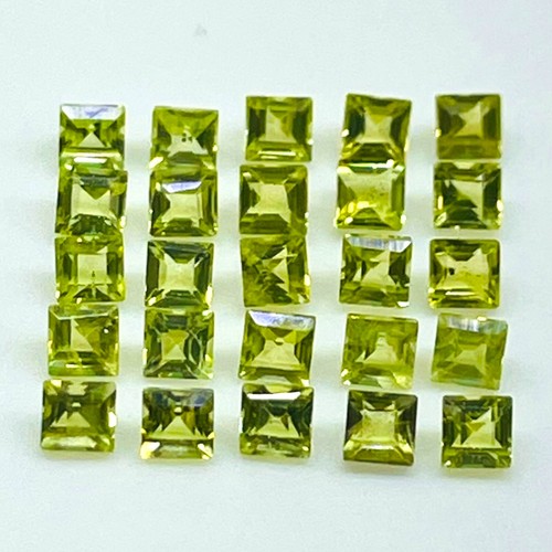 200 Pcs Natural Peridot 2mm Square Cut Loose Untreated Gemstones Wholesale Lot - Picture 2 of 9