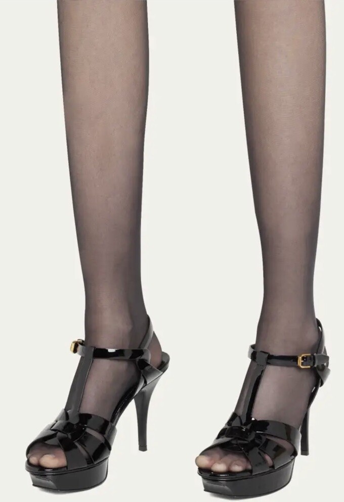 Pompe tributo YSL Yves Saint Laurent pelle verniciata blu taglia 35 5 (5)