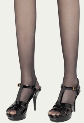 YSL Yves Saint Laurent tribute platform pumps patent leather navy Size 35.5 (5)