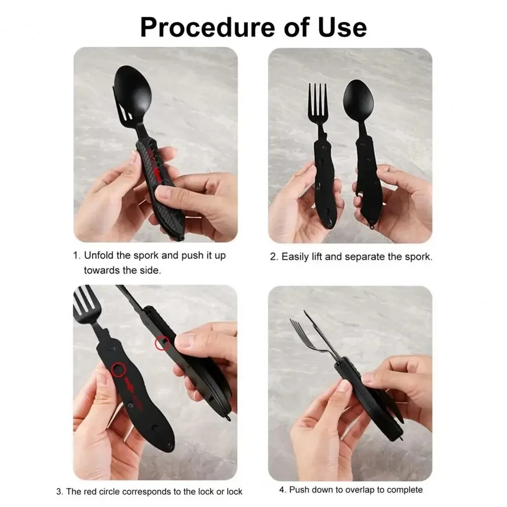 12-in-1 Multitool Knife with Spoon Fork Bottle Opener for Camping Survival