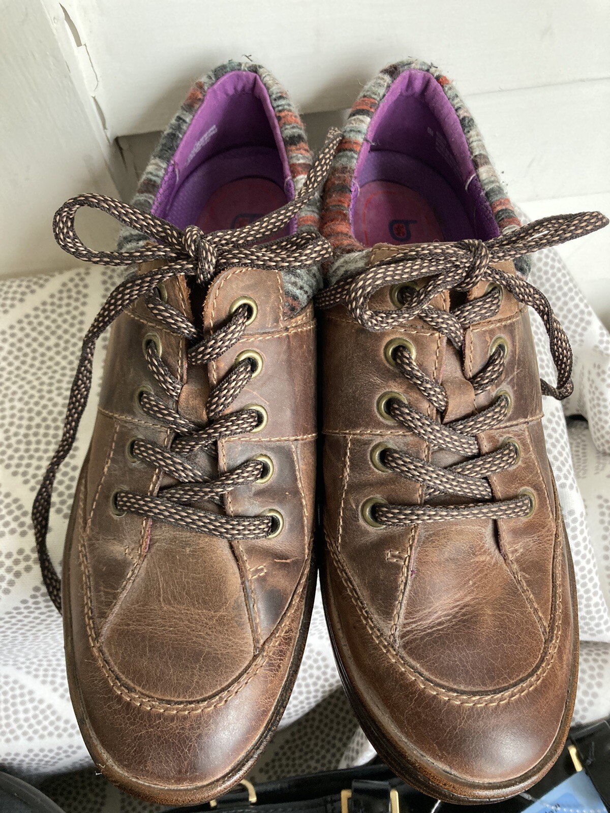 SAOLA Scarpe stringate BIONICA donna taglia 8M pelle marrone Oxford suola a strappo comode GERVAIS