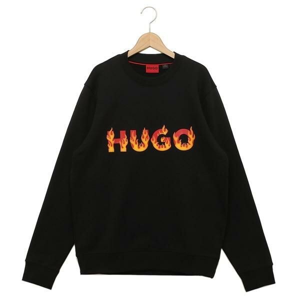 SALE HUGO BOSS SWEAT SHIRT Fire Logo Crew Neck Type Cotton Black Size M, L  NEW