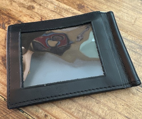 Vintage NAPA AUTO PARTS Men's Classic Bi-Fold Wallet brass clip - Black Leather - Picture 7 of 11