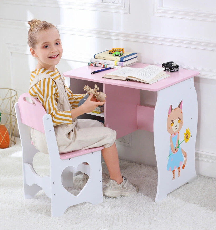 Wooden study table and chair set hot sale
