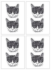 4 Cute Tribal Cat Head Temporary Tattoo Colorful Cats Temporary Tattoos Tattoo