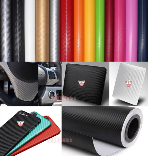 12" x 50" - DIY 3D Texture Carbon Fiber Vinyl Wrap Sticker Film for Car Phone CF - Picture 1 of 16