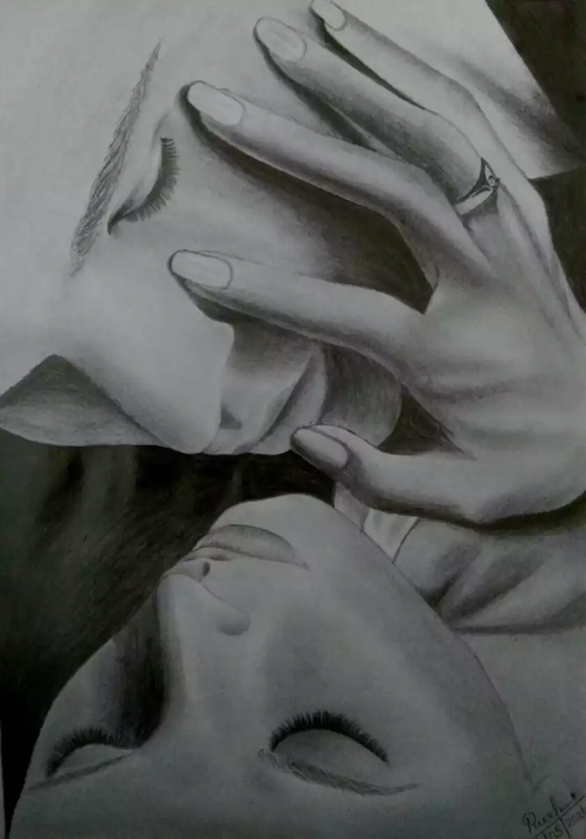 Amazing Art Drawings-pencil sketch of a romantic couple-A4 size