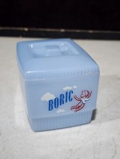 Vintage Clarolyte Light Blue BORIC Powder Baby Plastic Containers W/ Lid