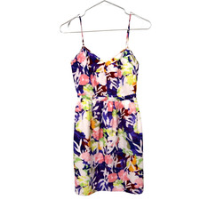 J.Crew Womens Dress 00 Sundress Floral Sleeveless Chiffon Pockets Mini Colorful