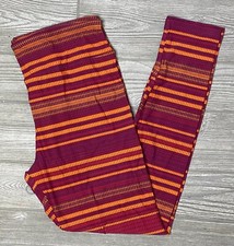 NEW Vintage Lularoe TC Leggings Orange Pink Graph Stripes Tall  Curvy