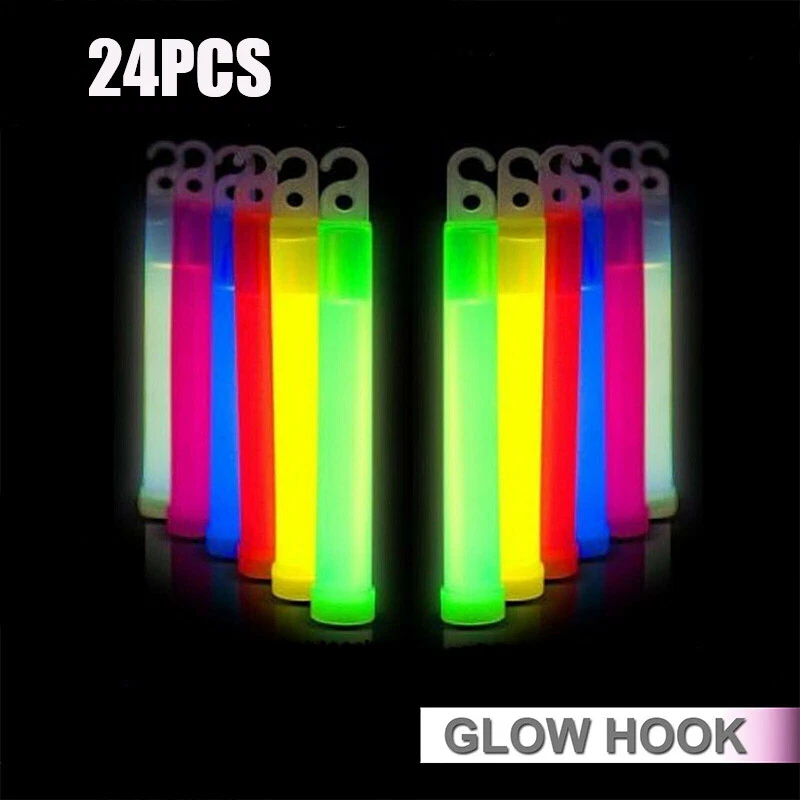 24 Camping Emergency Survival Glow Sticks - 6 Inch Ultra Bright Chem Light  Stick