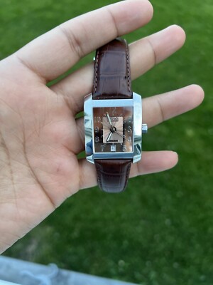 FENDI Watch Automatic Swiss Rectangle Brown Guilloche Dial Pattern Unisex  Watch