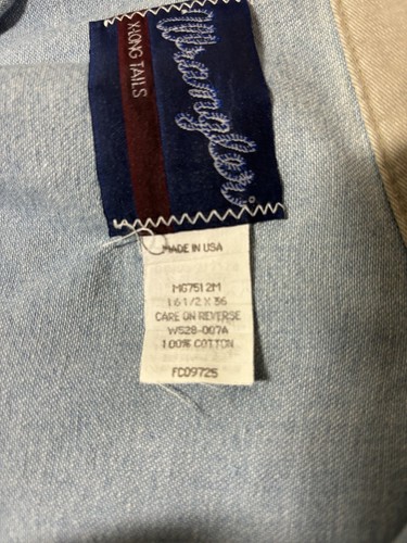 VTG Wrangler Shirt 16 1/2x36 Blue Tan Brushpopper Western X-Long tails Cowboy - Picture 3 of 9