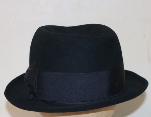 Borsalino Lazzaro San Remo vintage black fedora hat 7 1/8 - Picture 4 of 11