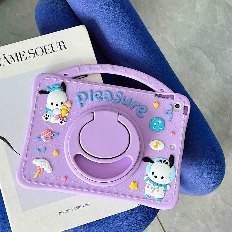 For Apple iPad 67 Pochacco Portable Silicon Soft 360°Rotating