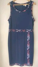 Michael Kors XXL Faux Wrap Dress Floral Detail Navy Blue Sleeveless Zipper Close