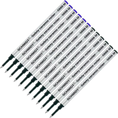 Schmidt 5888 Safety Ceramic Rollerball Refill-Black, Blue (Tip 0.7mm)-Pack of 12