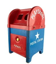 Vintage Playskool Postal Station Wood & Plastic Mailbox with Blocks