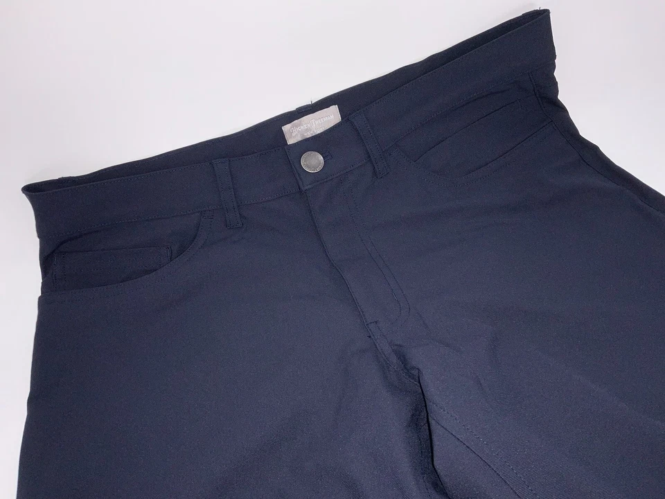 Pantalones de cercanías Hickey Freeman 5 bolsillos 34x31 azul poli plano YGI F2-426 Foto 3 de 4