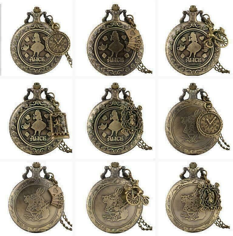 Vintage Carved Rabbit Bronze Unisex Quartz Pocket Watch Necklace Chain Gadget