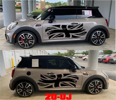 2pc Distressed Union Jack Flag door stripes fit any year or model Mini Cooper