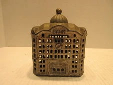 Vintage Cast Iron AC Williams Domed Coin Bank Building