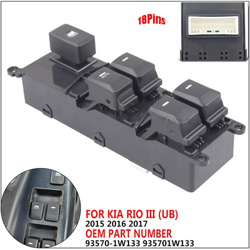 LHD Driver Side For 2015-2017 KIA Rio III (UB) 93570-1W133 Power Window Switch - Foto 2 di 12
