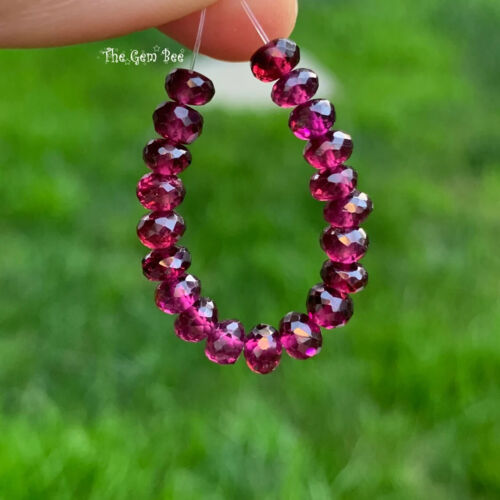 Perles de rondelle à facettes grenat rhodolite rouge violet fin 4,5 mm (20) - Photo 1/12
