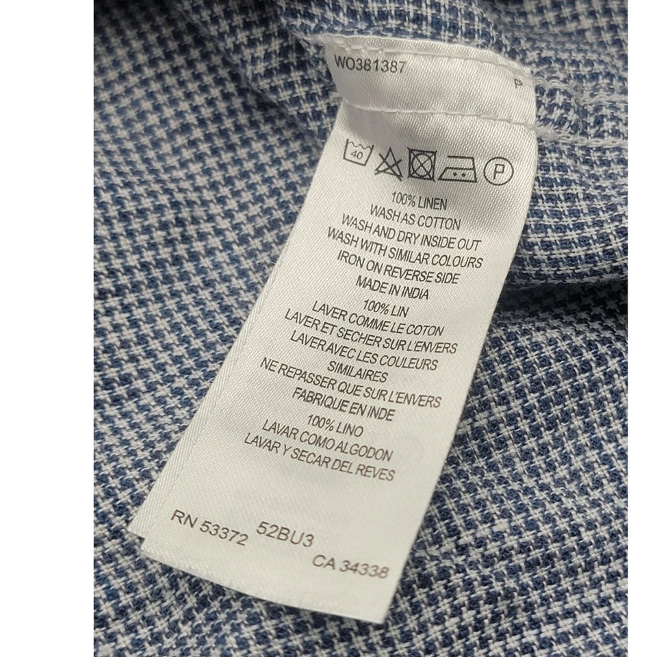 Camisa French Connection Para Hombres L L L Lino Resort Club de Vacaciones Festival Pata de Gallo  Foto 4 de 4