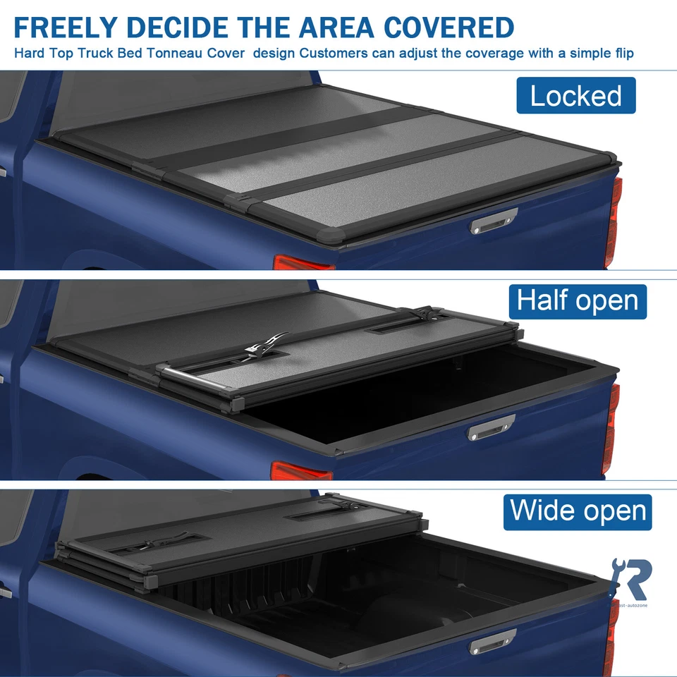 Cubierta rígida de 3 pliegues para cama de 8 ft apta para Silverado Sierra 1500 2500HD 1988-2007 Foto 3 de 4