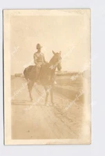 RPPC Real Photo Postcard Military Army Unnamed Soldier In Uniform On Horseback #