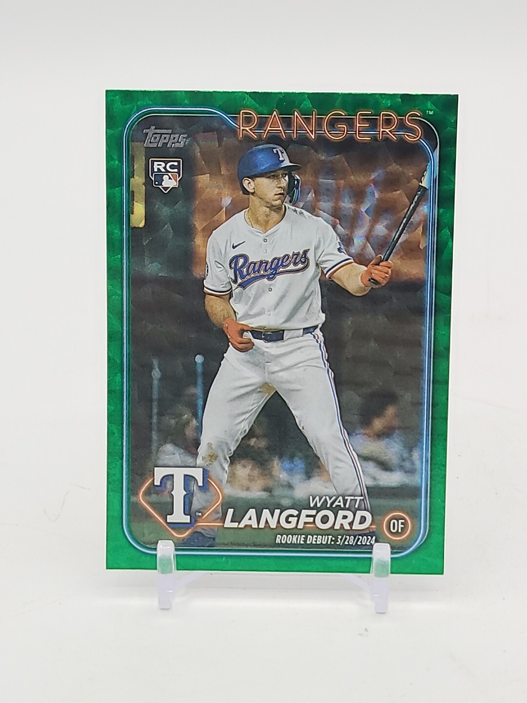2024 Topps Update #US341 Wyatt Langford Rookie Debut Green Crackle Foil #/499