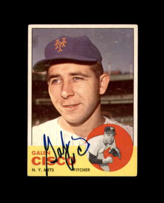 Galen Cisco Signed 1963 Topps New York Mets Autographed