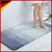 Badezimmerteppich Rutschfest Waschbar Mikrofaser 60X120 Cm Blau Badteppich