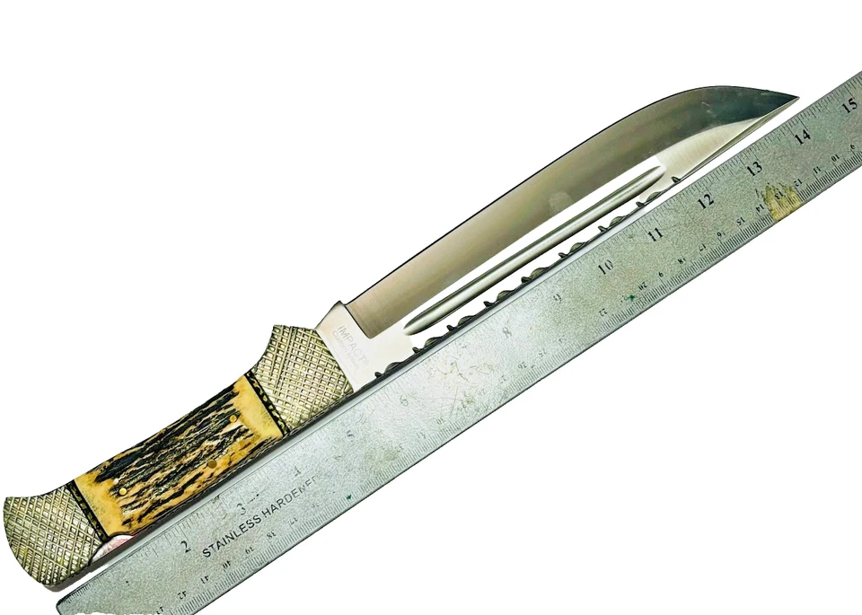 Impact Cutlery Custom Folding Single Bladed Knife 9.5" Long Blade Rare Knives - Image 2 of 4