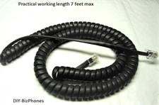 Lot of 2 Flat Black 12Ft Phone Handset Cord Curly Coil 6" Leader Bulk Pack