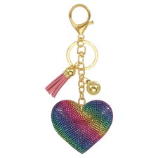 Rhinestone Keychain Heart Shape Keychain Key Fob Charm Car Keys Multicolor