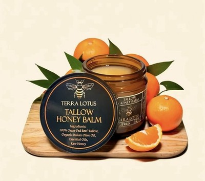 Organic Grass-Fed Beef Tallow Balm Raw Honey - Hydrating Body Care Moisturizers