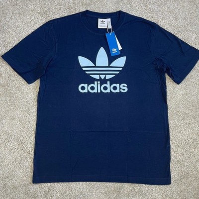 Adidas Originals Trefoil Logo Men's Casual T-Shirt Navy Blue Size