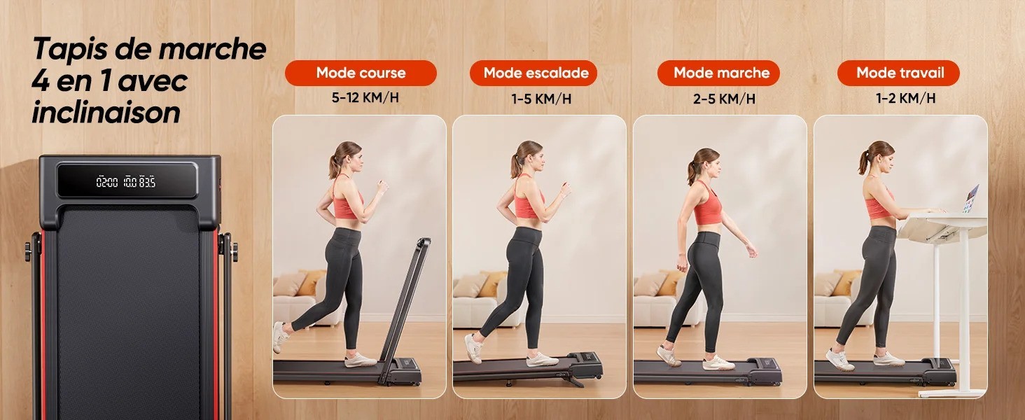 Tapis de course pliable 12kmh inclinaison 9% et structure renforcée 130kg max - 3