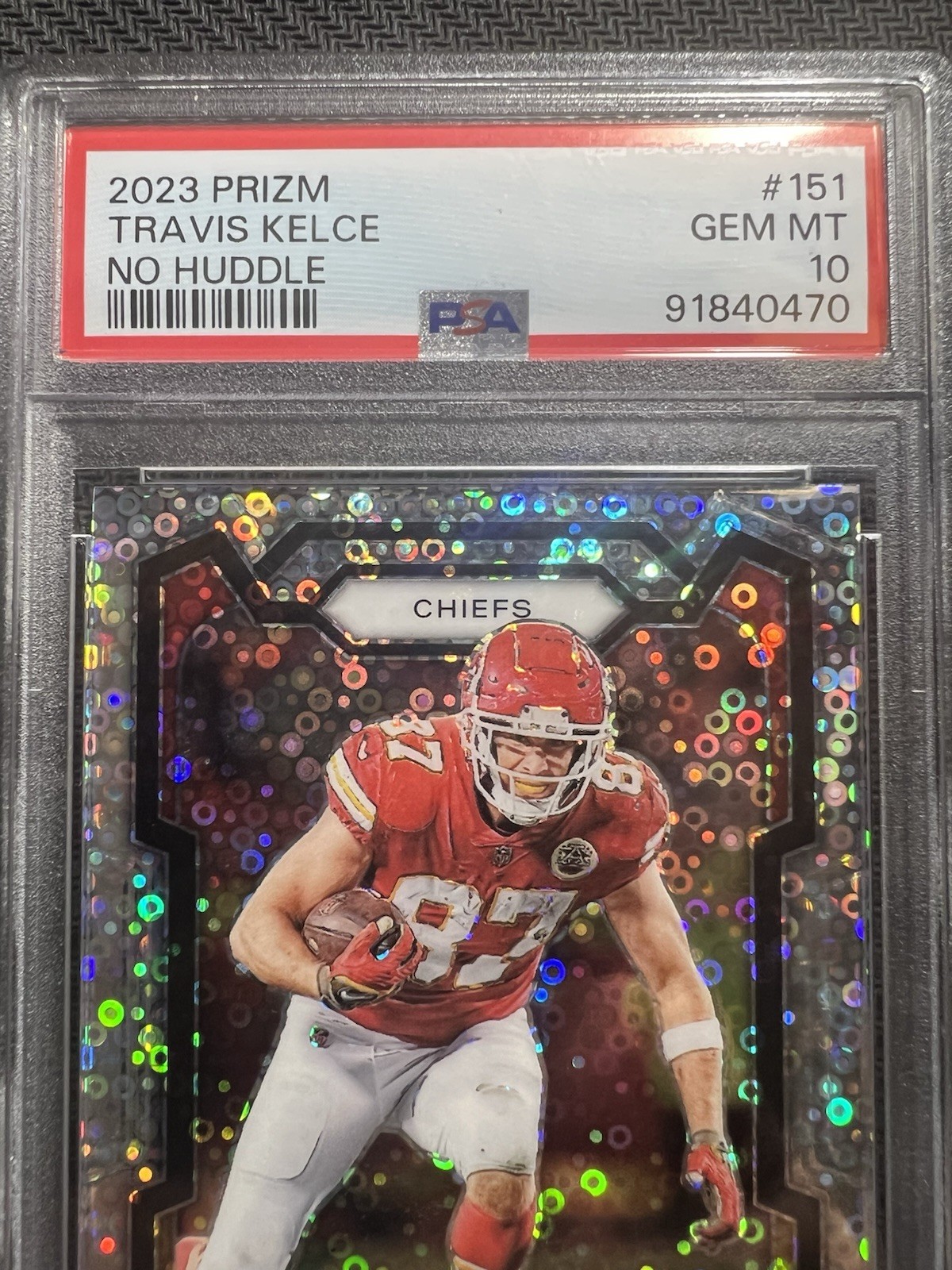 Travis Kelce No Huddle 151 Kansas City Chiefs 2023 Panini Prizm | PSA 10 view 3