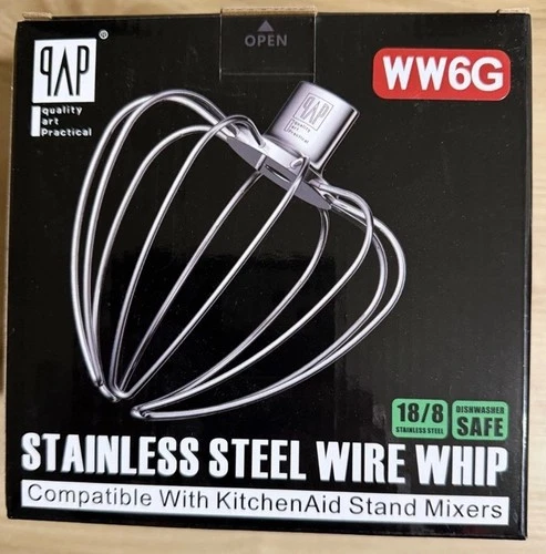 QAP WW6G Stainless Steel Wire Whip for KitchenAid 6QT Bowl-Lift Stand Mixer