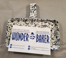 Vintage Dr. Douglas Wonder Baker Blue Speckle 11.5" X 6.5 Ceramic Dish & Booklet